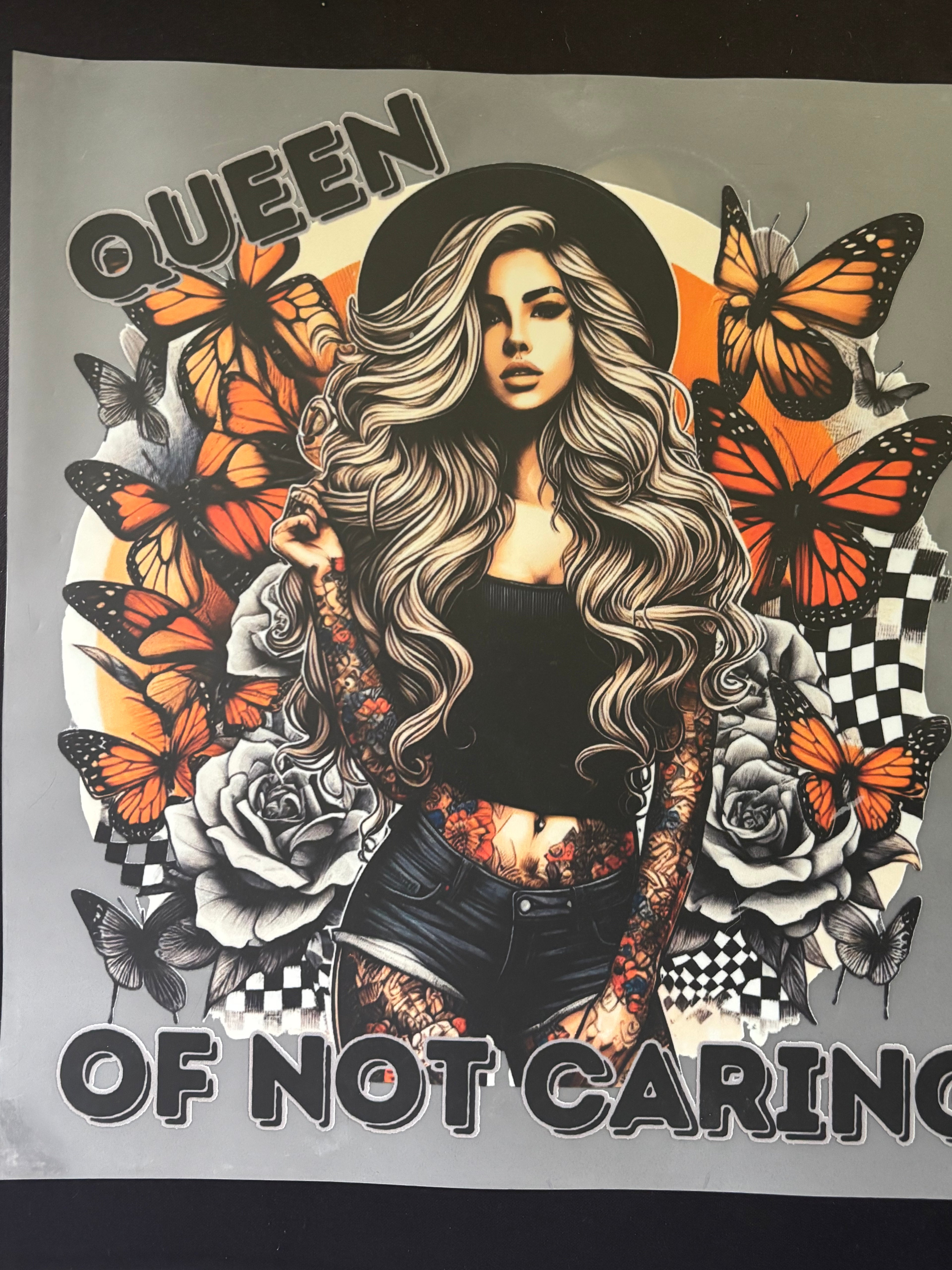 Queen of No Caring tshirt print