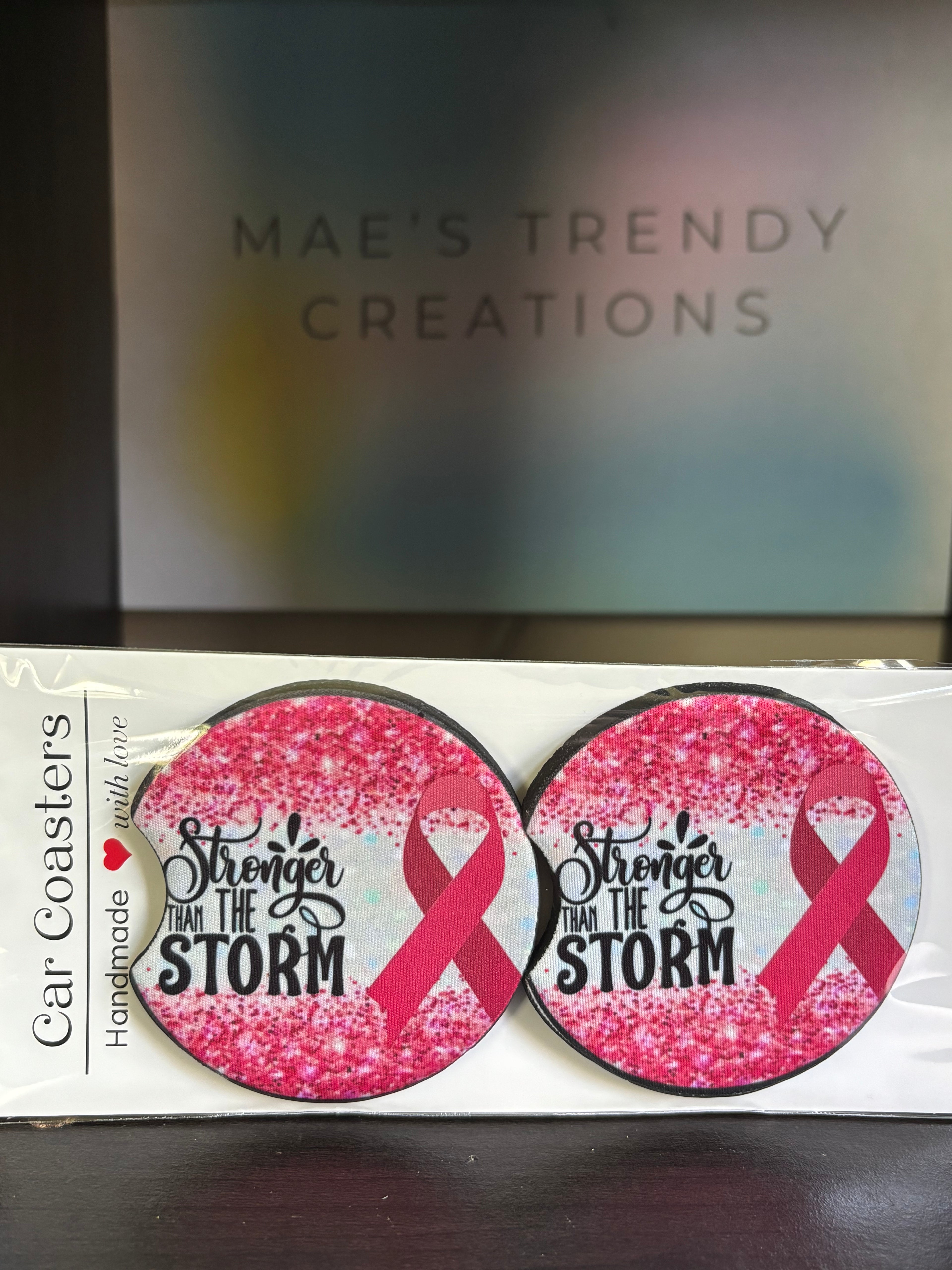 Stronger than the storm Car Coasters