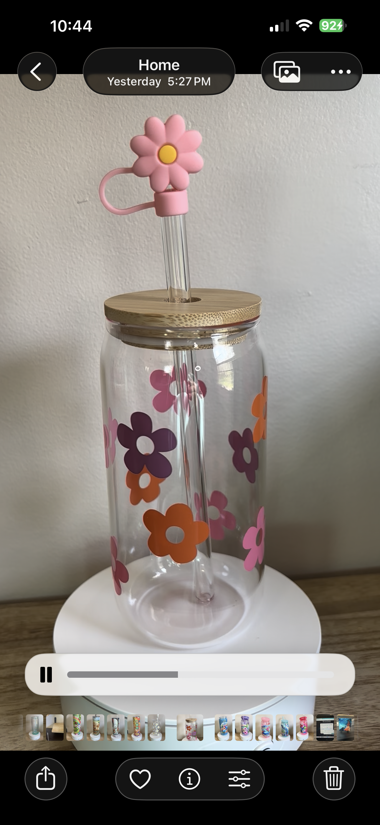 16oz Glass Tumbler with Straw Topper